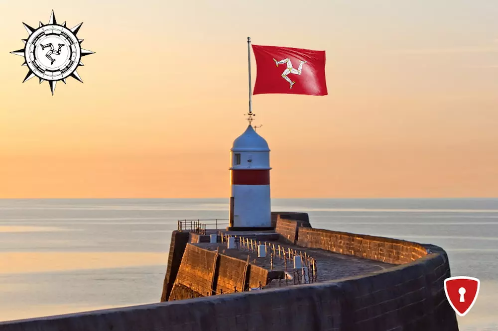 灯台とマン島旗をあしらったバナー